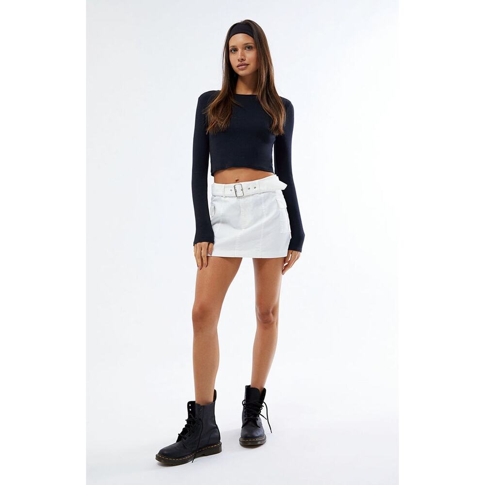 La Hearts Belt Cargo Mini Skirt White - Small